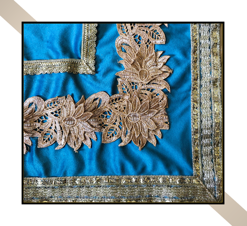 Regular Size | 3D Lace pattern – 3 Lace Design [Blue Colour]