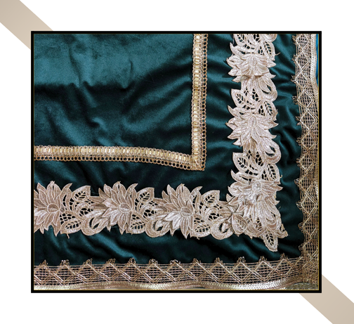 Regular Size | 3D Lace pattern – 3 Lace Design [Dark Green Colour]