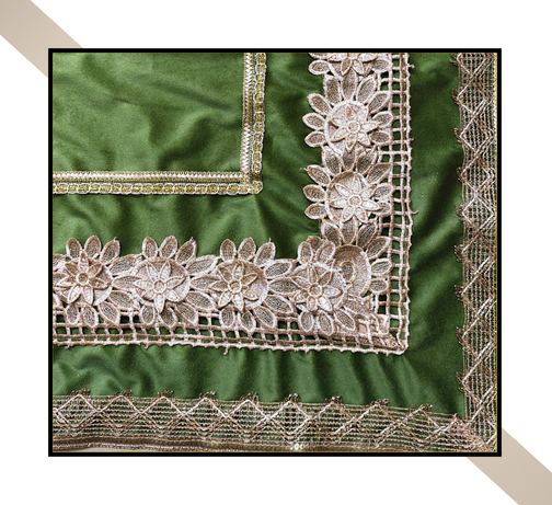 Regular Size | 3D Lace pattern – 3 Lace Design [Light Green Colour]