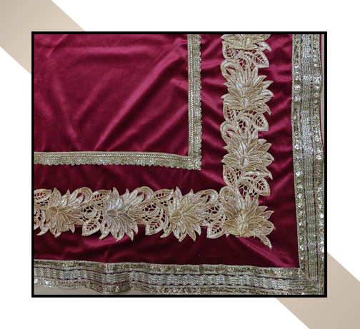 Large Size | 3D Lace pattern – 3 Lace Design [Maroon Colour]