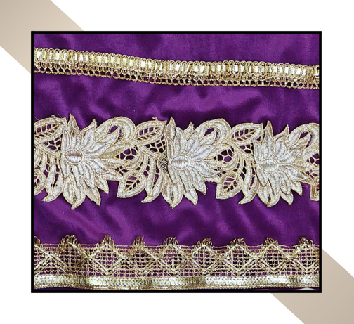 Large Size | 3D Lace pattern – 3 Lace Design [Purple Colour]