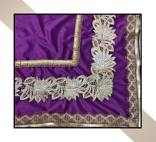 Large Size | 3D Lace pattern – 3 Lace Design [Purple Colour]