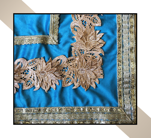 Large Size | 3D Lace pattern – 3 Lace Design [BlueColour]