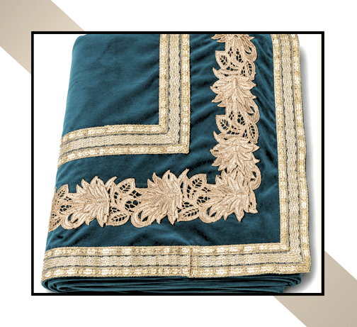 Large Size | 3D Lace pattern – 3 Lace Design [Aqua Green Colour]