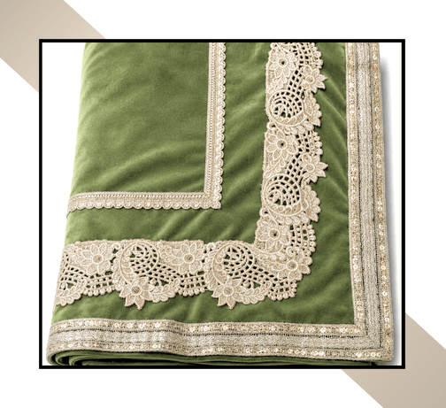 Large Size | 3D Lace pattern – 3 Lace Design [Green Colour]