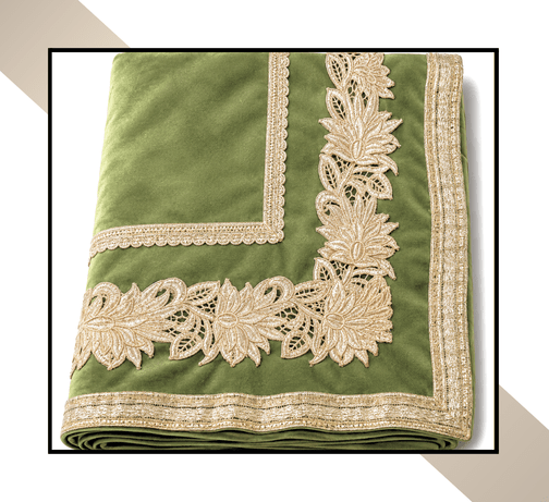 Large Size | 3D Lace pattern – 3 Lace Design [Green Colour]