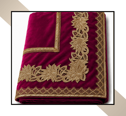 Large Size | 3D Lace pattern – 3 Lace Design [Maroon Colour]