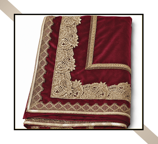 Regular Size | 3D Lace pattern – 3 Lace Design [Maroon Colour]