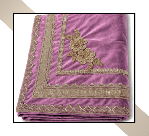 Large Size | 3 Lace Design | Velvet Gillaf [Rose Dust Colour]