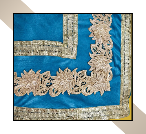 Large Size | 3D Lace pattern – 3 Lace Design [Blue Colour]