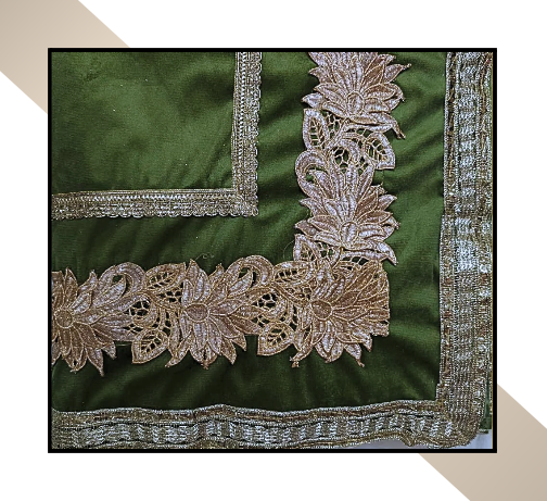 Large Size | 3D Lace pattern – 3 Lace Design [Green Colour]